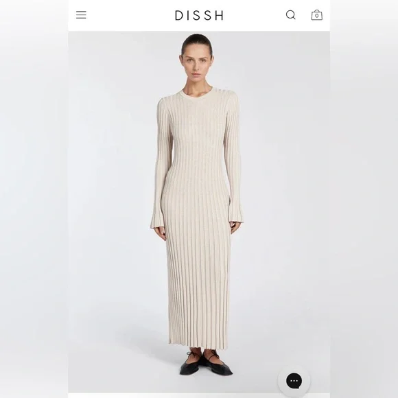 DISSH Cream Long Sleeve Ribbed Dress - Picture 2 of 5